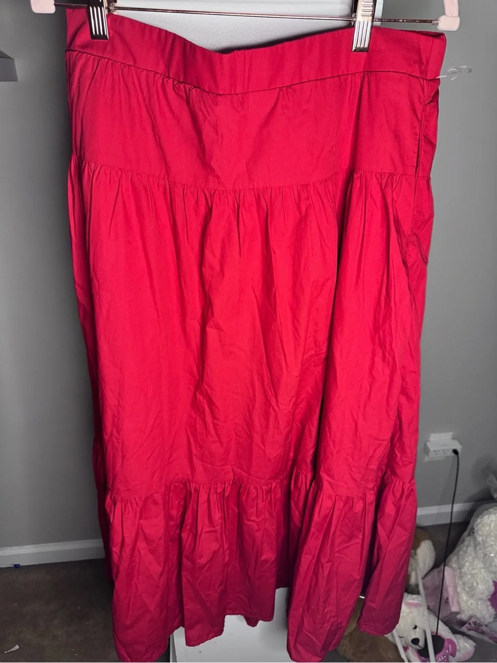 Abercrombie & Fitch Pink Tiered Maxi Skirt Pockets Elastic Waist Large